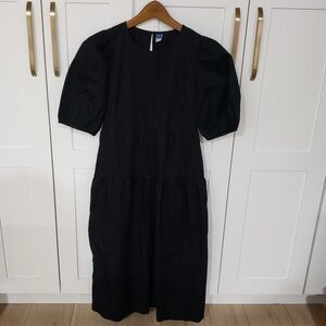 Old Navy Dress Womens M Black Puff Sleeve Elegant 21 Whichy Goth Fall Collection